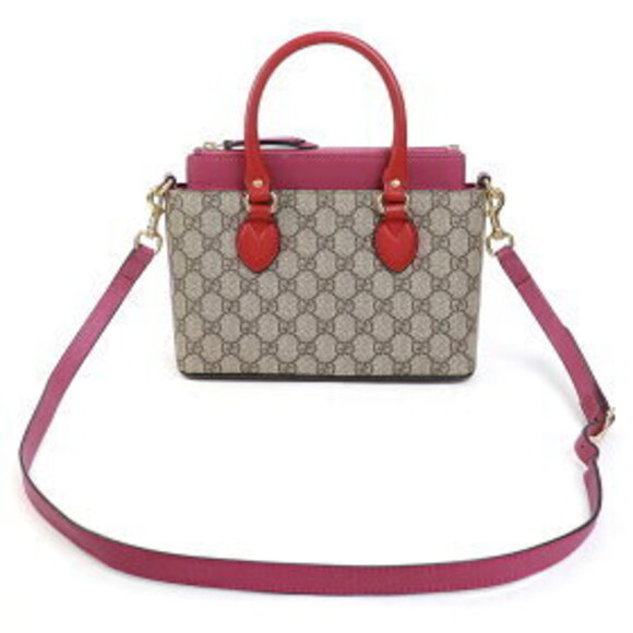 Gucci GG Supreme Tote Bag Shoulder Top Handle Pink Red BLOOMS - Picture 11 of 15